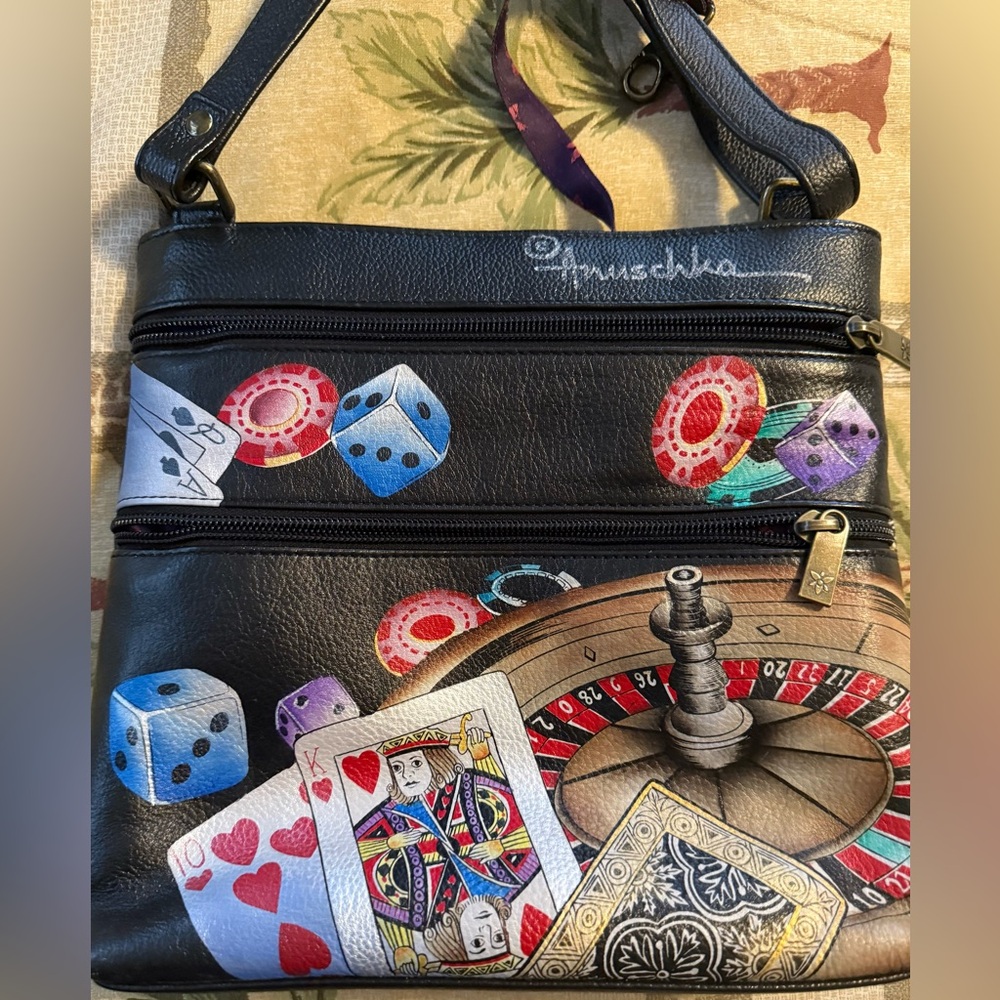 Anuschka High Roller hand painted leather crossbody purse - Picture 8 of 10